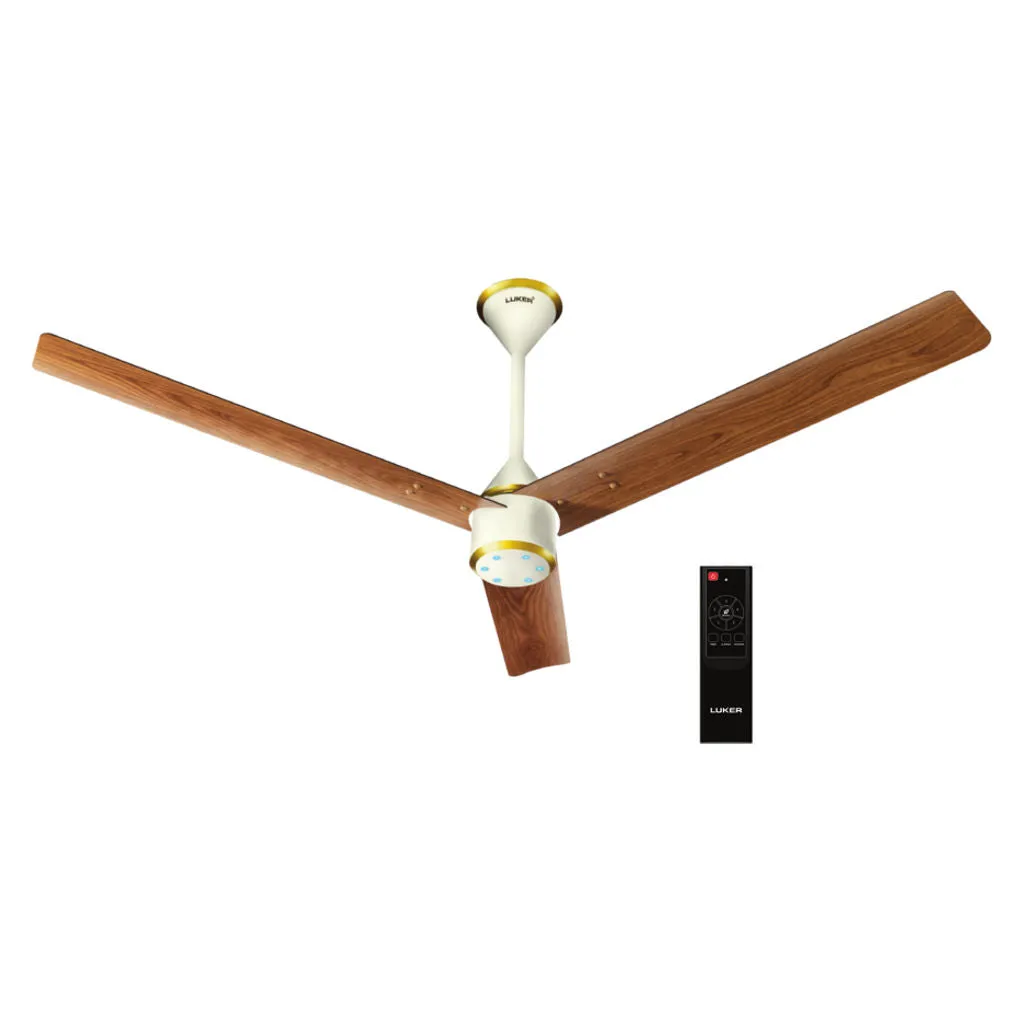 Luker Size Zero Crown BLDC Ceiling Fan 1200mm Ivory Gold Teak