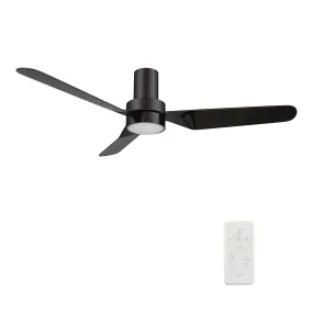 MADRID 52 inch 3-Blade Flush Mount Smart Ceiling Fan with LED Light Kit & Remote- Black/Black