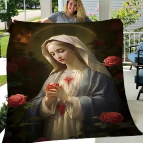 Maria Blessing For Everyone Christmas, Nativity Christians Xmas Fleece Blanket & Sherpa Blanket Gift