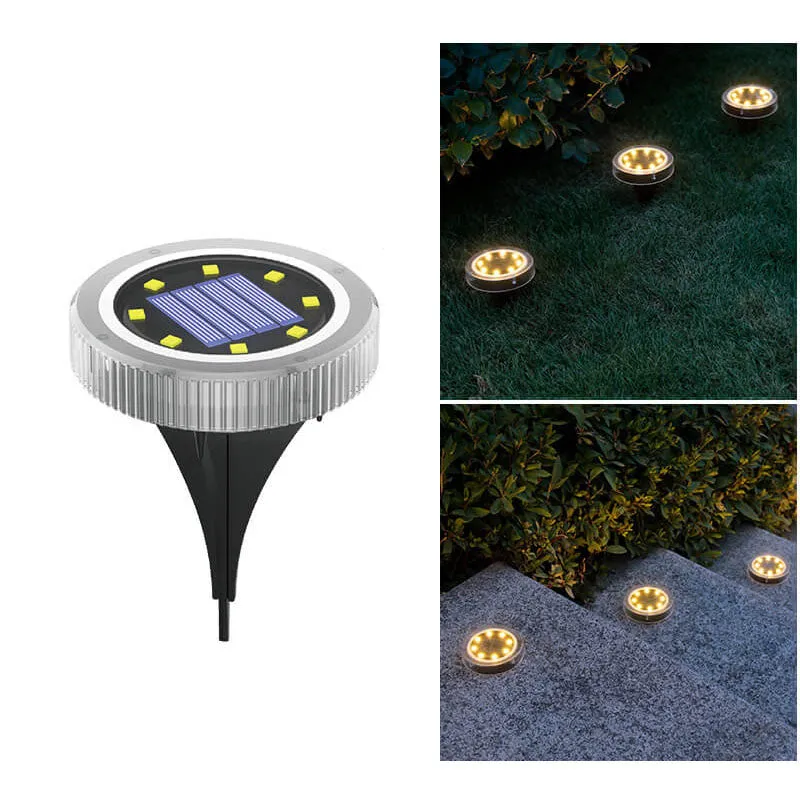 Modern Round Solar Outdoor LED Garden Lawn Ground Insert Light