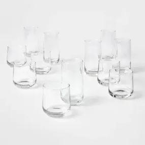 New - 12pc Glass Shoreham Double Old Fashion and Highball Glasses Set  - Threshold