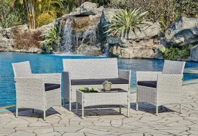 Newport Garden Rattan Lounge Set, Light Grey with Cover