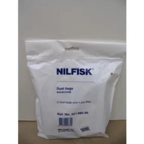 Nilfisk Bacuum Backpack Vacuum Cleaner Dustbags 5 Pack With Pre-filter