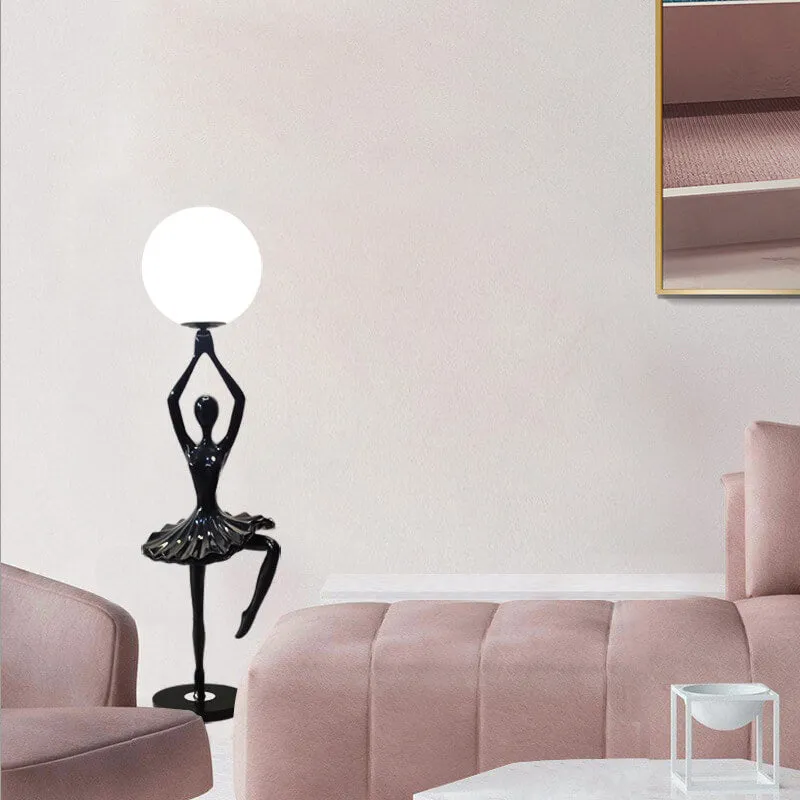 Nordic Ballet Girl Shape Orb Acrylic 1-Light Standing Floor Lamp