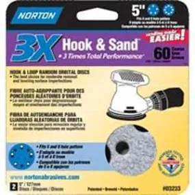 Norton 03233 Sanding Disc, 5 in Dia, 11/16 in Arbor, Coated, 60 Grit, Coarse, Alumina Ceramic Abrasive, Spiral :PK  2: QUANTITY: 1