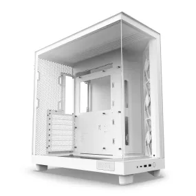 NZXT H6 Flow ATX Gaming PC Case White, Dual Chamber Tempered Glass Mid Tower Desktop Computer Case