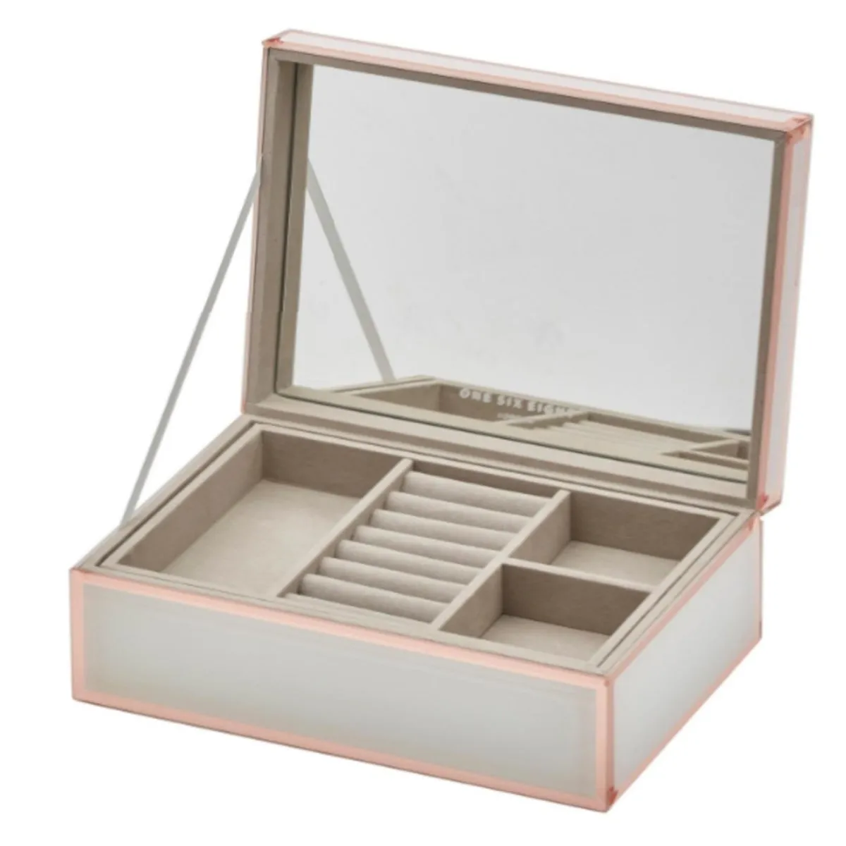 One Six Eight London Sara Jewellery Box White & Rose Gold Large