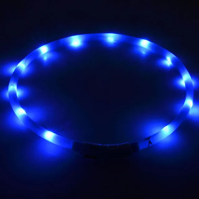 Outdoor Dog Collars USB luminous pet collar led light USB charging Cat dog collar Teddy Night Flashing Light Collar Pet supplies