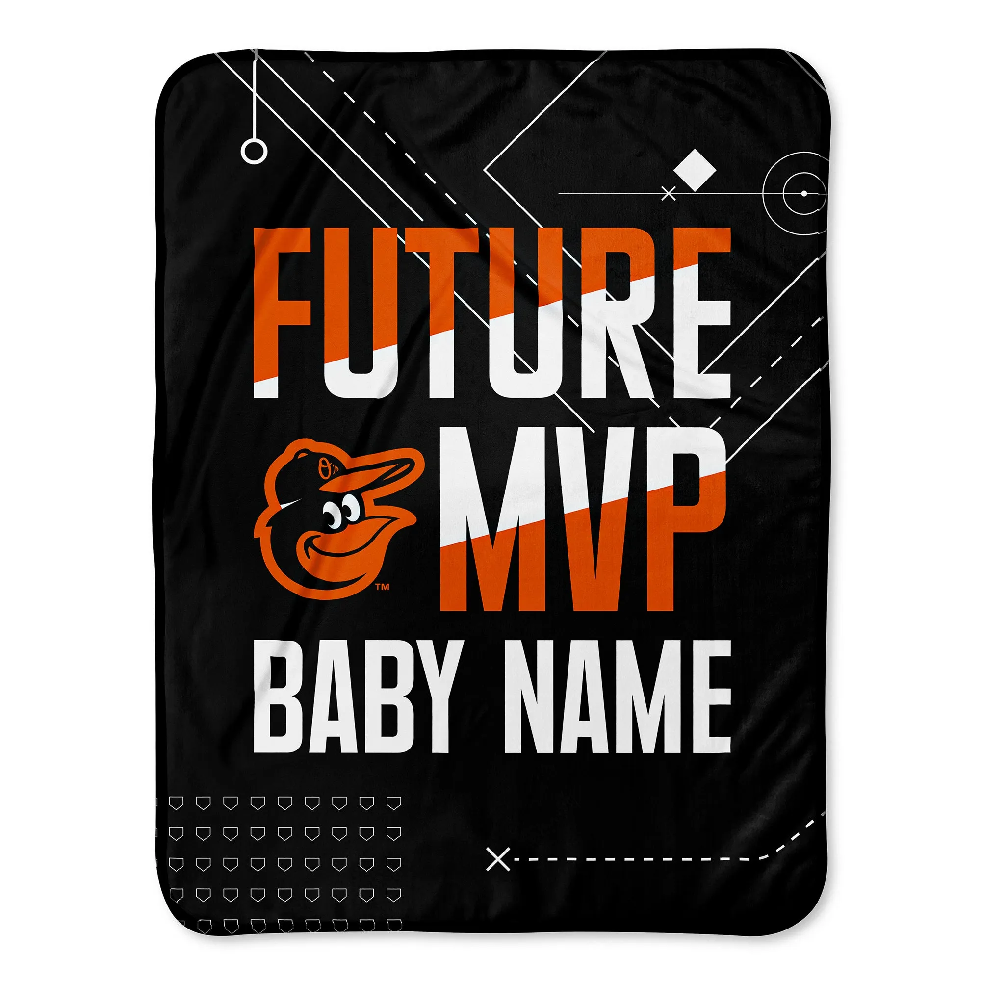 Personalized Baltimore Orioles MVP Baby Pixel Fleece Blanket