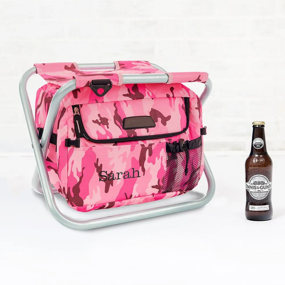 PERSONALIZED PINK CAMOUFLAGE FOLDING COOLER CHAIR