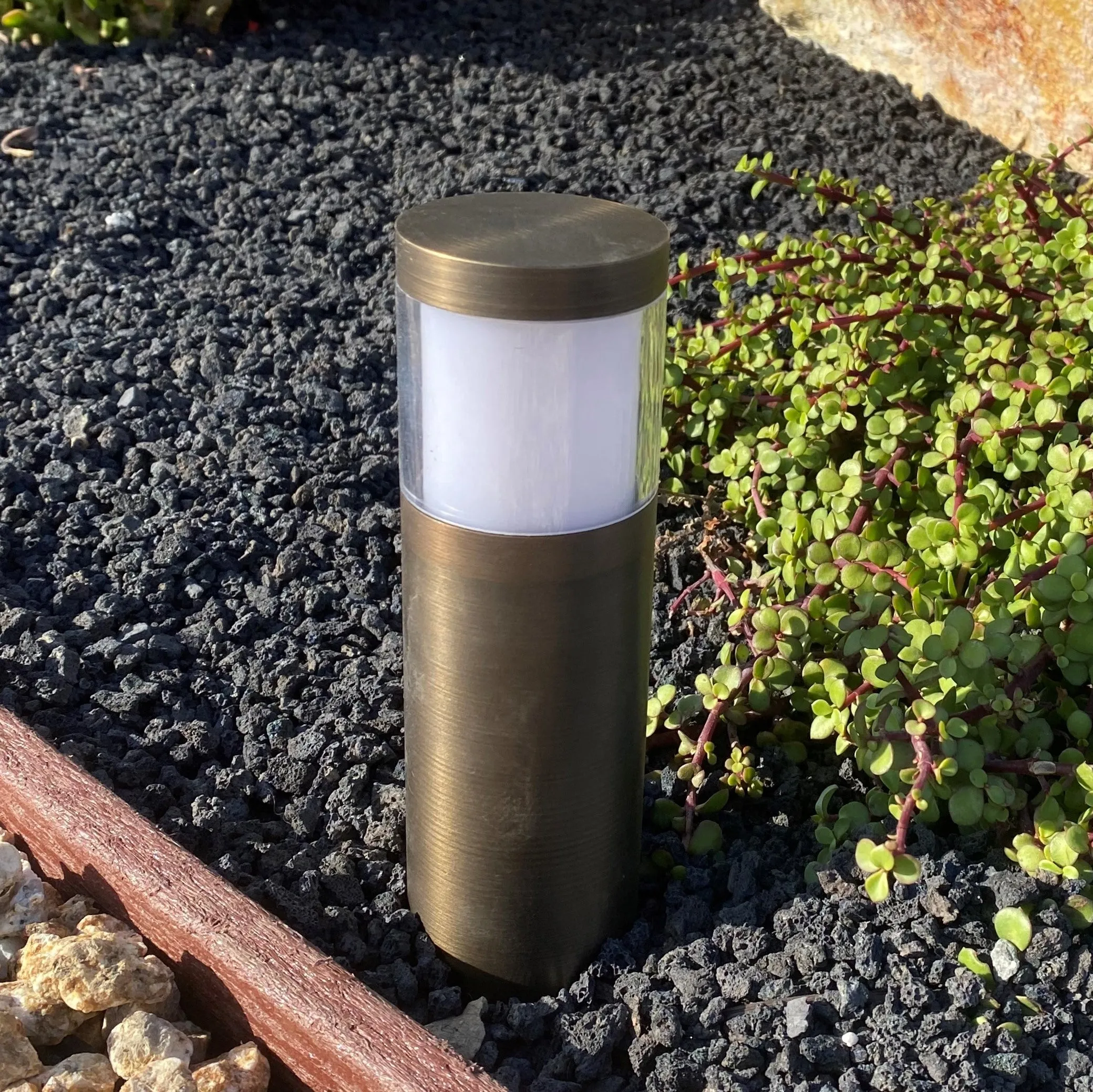 Petite Brilia Cast Brass Bollard Contemporary Pathway Natural Bronze