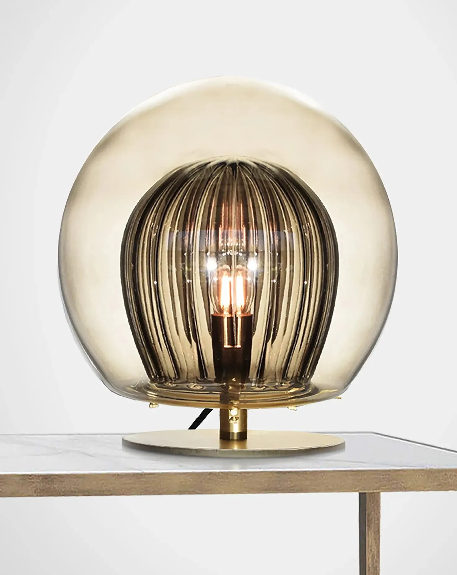 Pleated Smoke Crystal Table Lamp