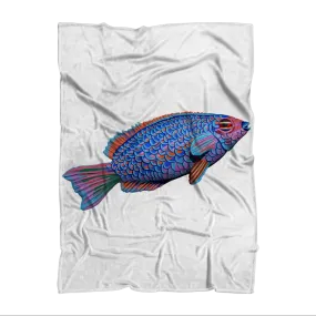 Purple and Blue Fish Sublimation Throw Blanket