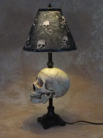 "Desk Lamp with Life-size Skull and Bone Shade" Haunted House Lighting