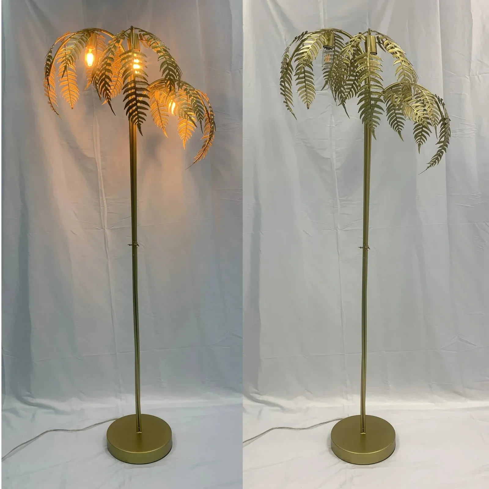 Retro Wrought Iron Leaves Design Villa Model Room Hotel Palm Tree Table Floor Light Home Decoration Fashion Floor Lamp