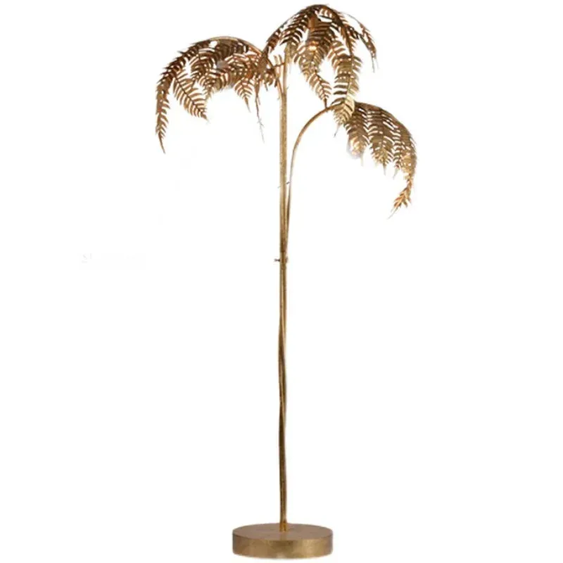 Retro Wrought Iron Leaves Design Villa Model Room Hotel Palm Tree Table Floor Light Home Decoration Fashion Floor Lamp