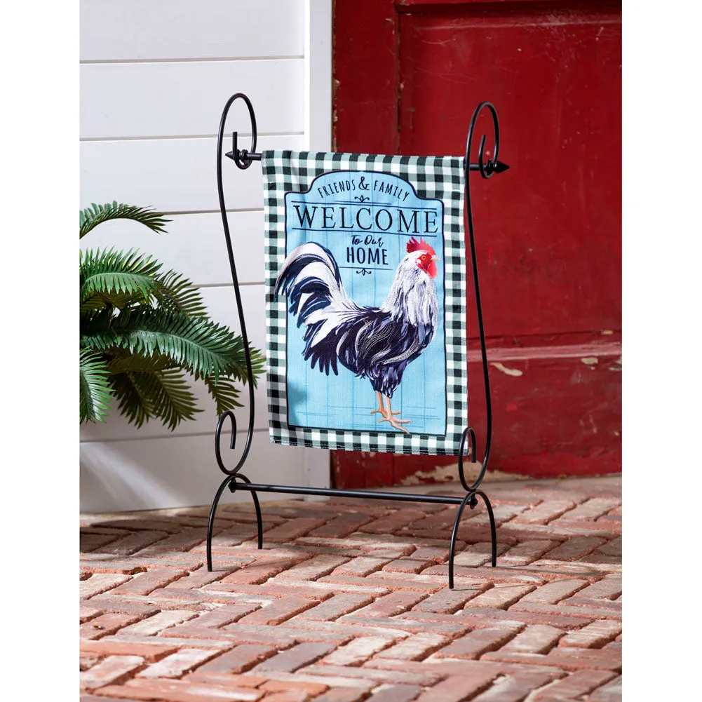 Rooster Garden Flag in Black and White by Evergreen