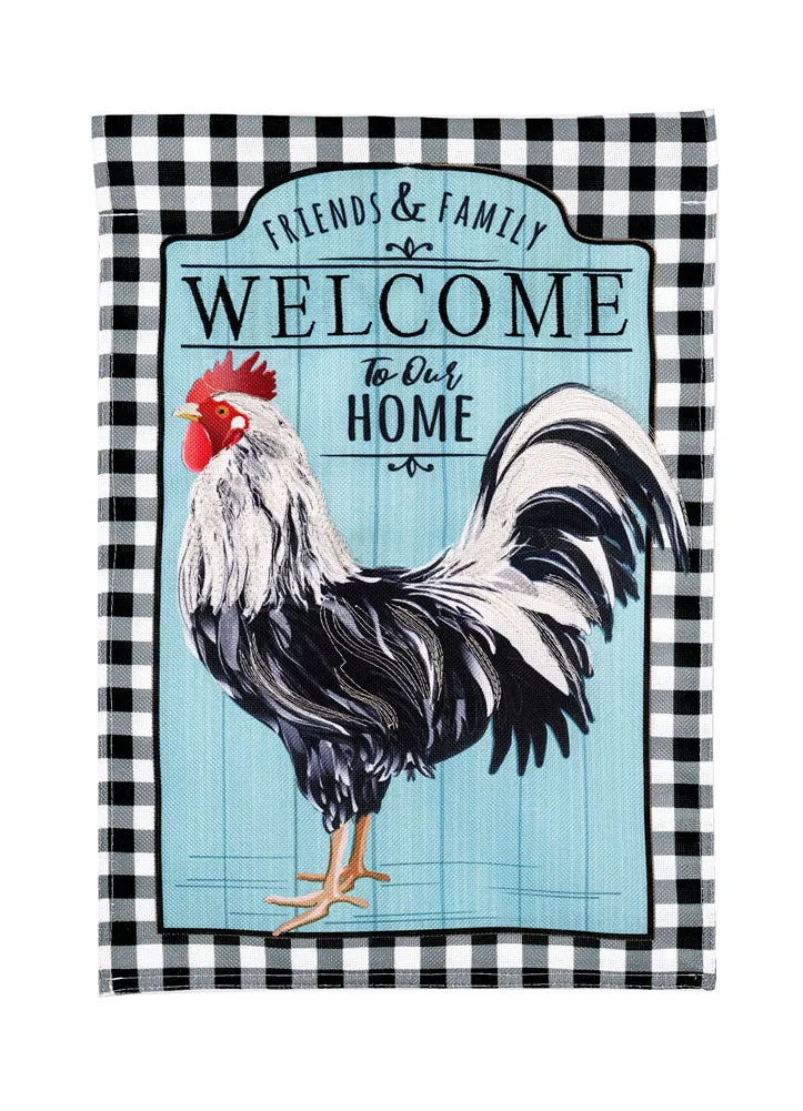 Rooster Garden Flag in Black and White by Evergreen