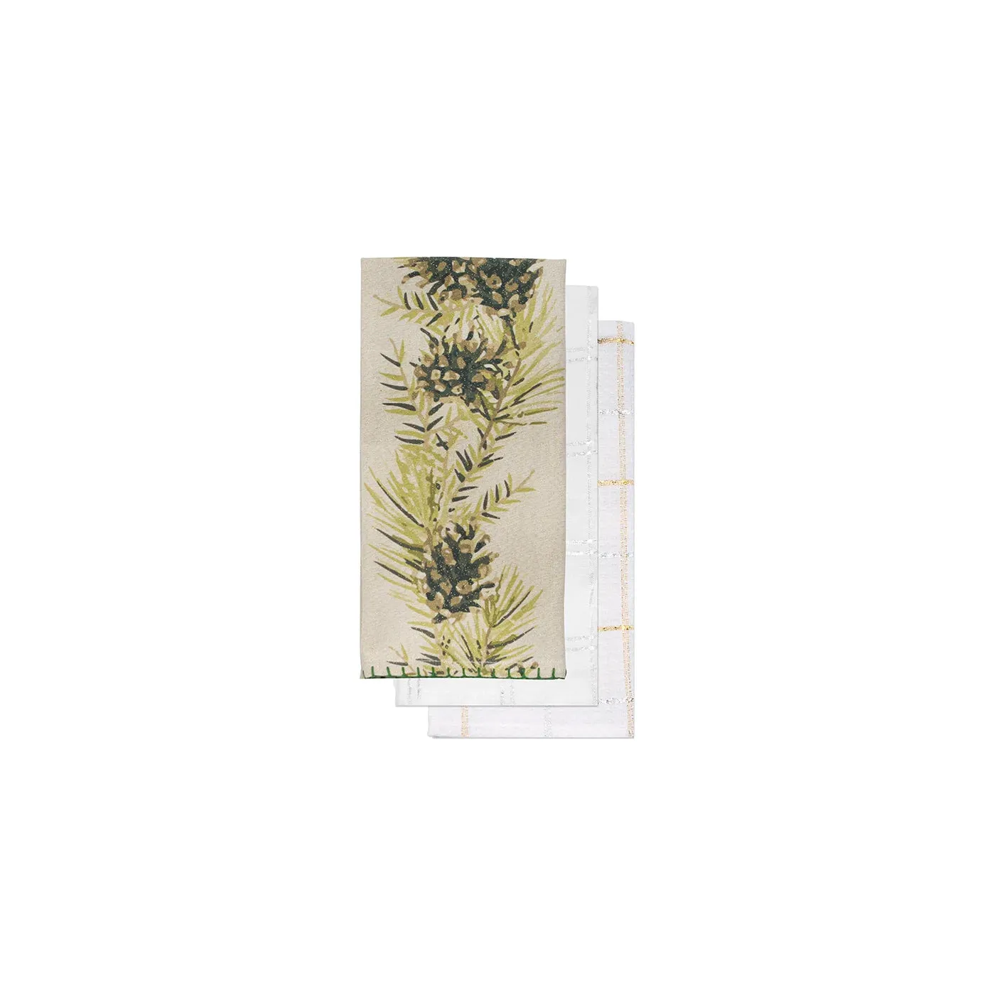 Shimmer Pine Cone Kitchen Towel Set of 3