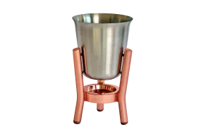 Stainless Steel Satin Finish Champagne Cooler with Copper Stand