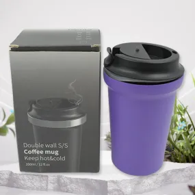 Stainless Steel Vacuum Insulated Coffee Cups Double Walled Travel Mug, Car Coffee Mug with Leak Proof Lid Reusable Thermal Cup for Hot Cold Drinks Coffee, Tea (1 Pc 350ML)