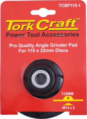 TORK CRAFT ANGLE GRINDER PAD PRO MEDIUM FOR 115 X 22MM DISCS M14 X 2 THREAD TCBP115-1