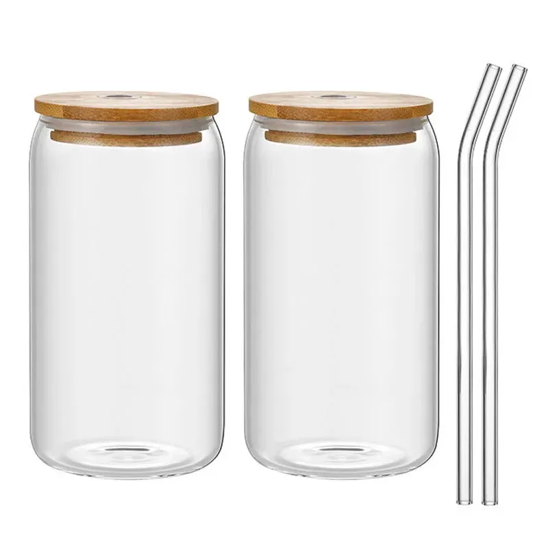 Transparent Coffee Mug With Lid and Straw