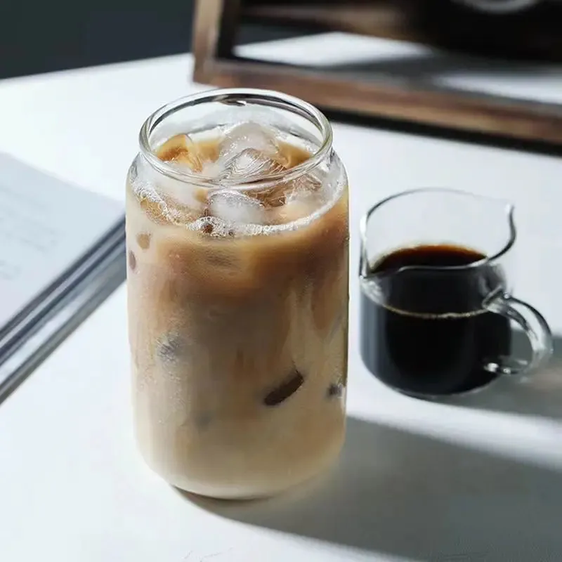 Transparent Coffee Mug With Lid and Straw