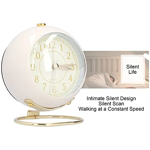 UBERSWEET® Small Clock, Battery Operated Table Clock with Night Light for Bedroom for Home(Beige Gold)