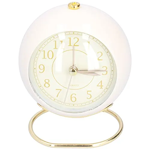 UBERSWEET® Small Clock, Battery Operated Table Clock with Night Light for Bedroom for Home(Beige Gold)