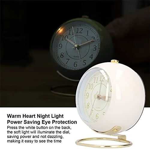 UBERSWEET® Small Clock, Battery Operated Table Clock with Night Light for Bedroom for Home(Beige Gold)