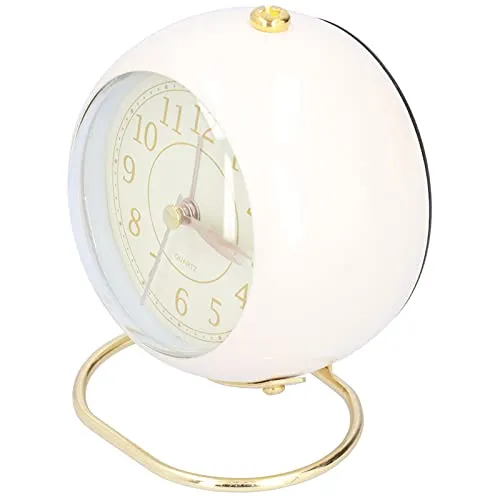 UBERSWEET® Small Clock, Battery Operated Table Clock with Night Light for Bedroom for Home(Beige Gold)