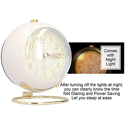 UBERSWEET® Small Clock, Battery Operated Table Clock with Night Light for Bedroom for Home(Beige Gold)