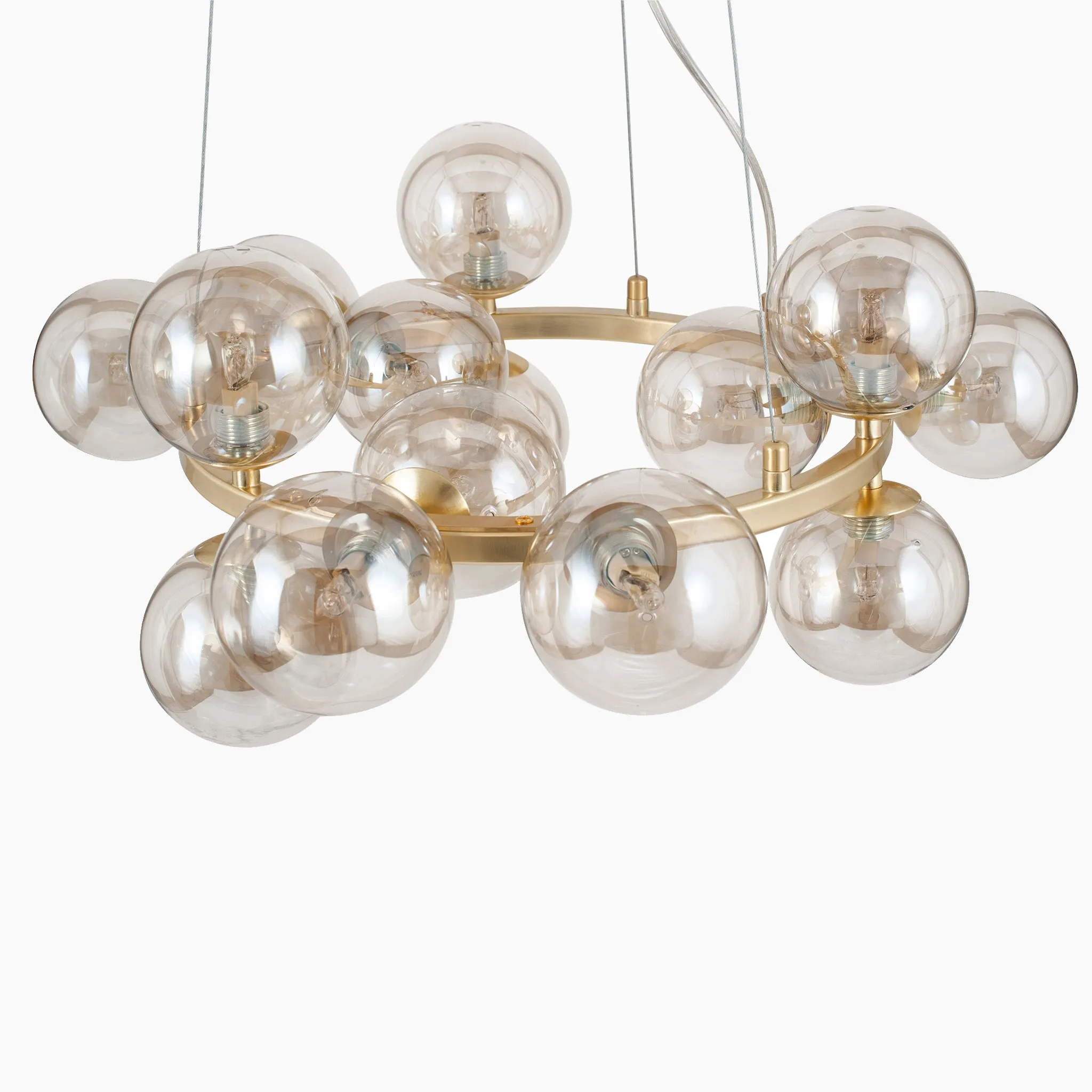 Vecchio Lustre Glass Ball and Gold Metal Pendant