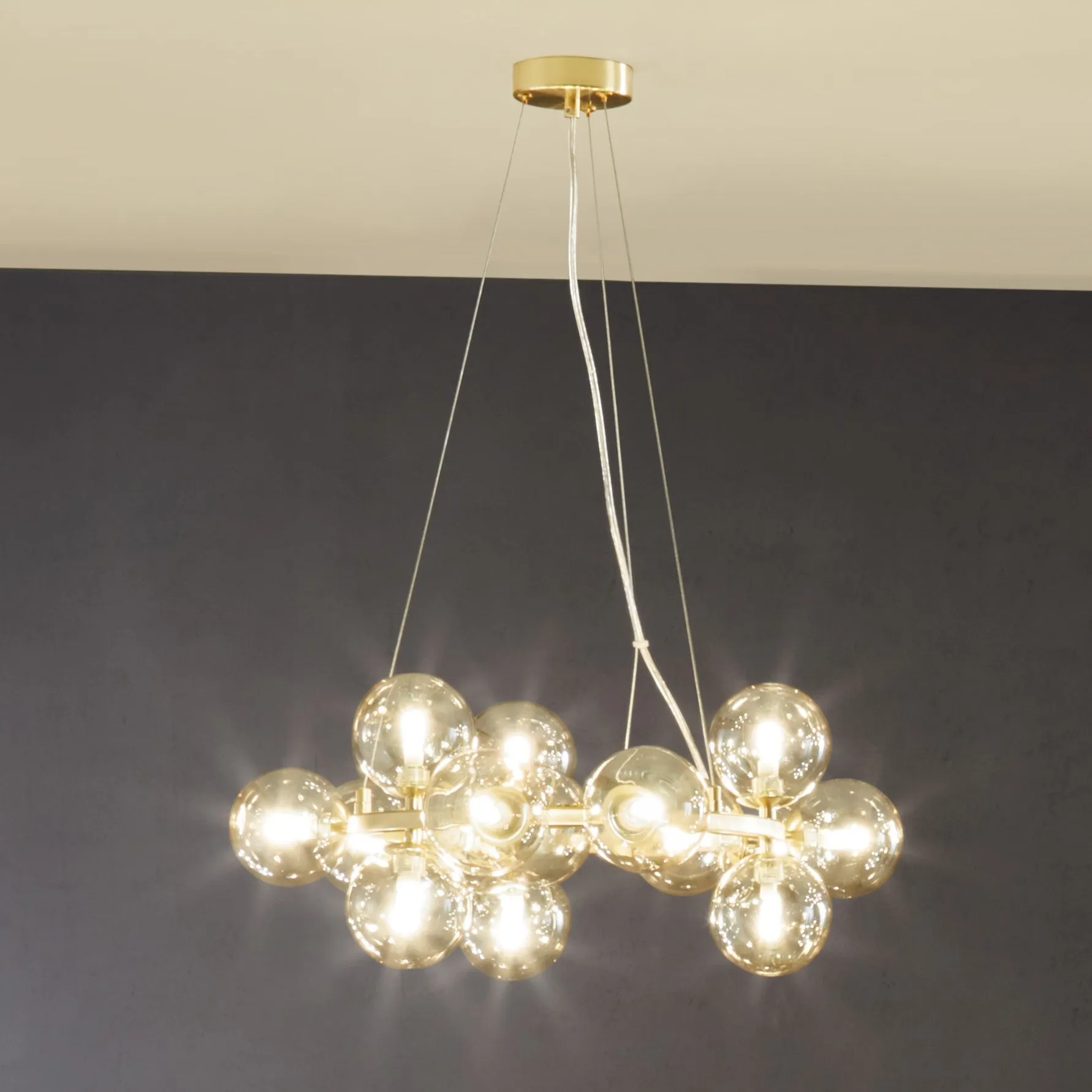 Vecchio Lustre Glass Ball and Gold Metal Pendant