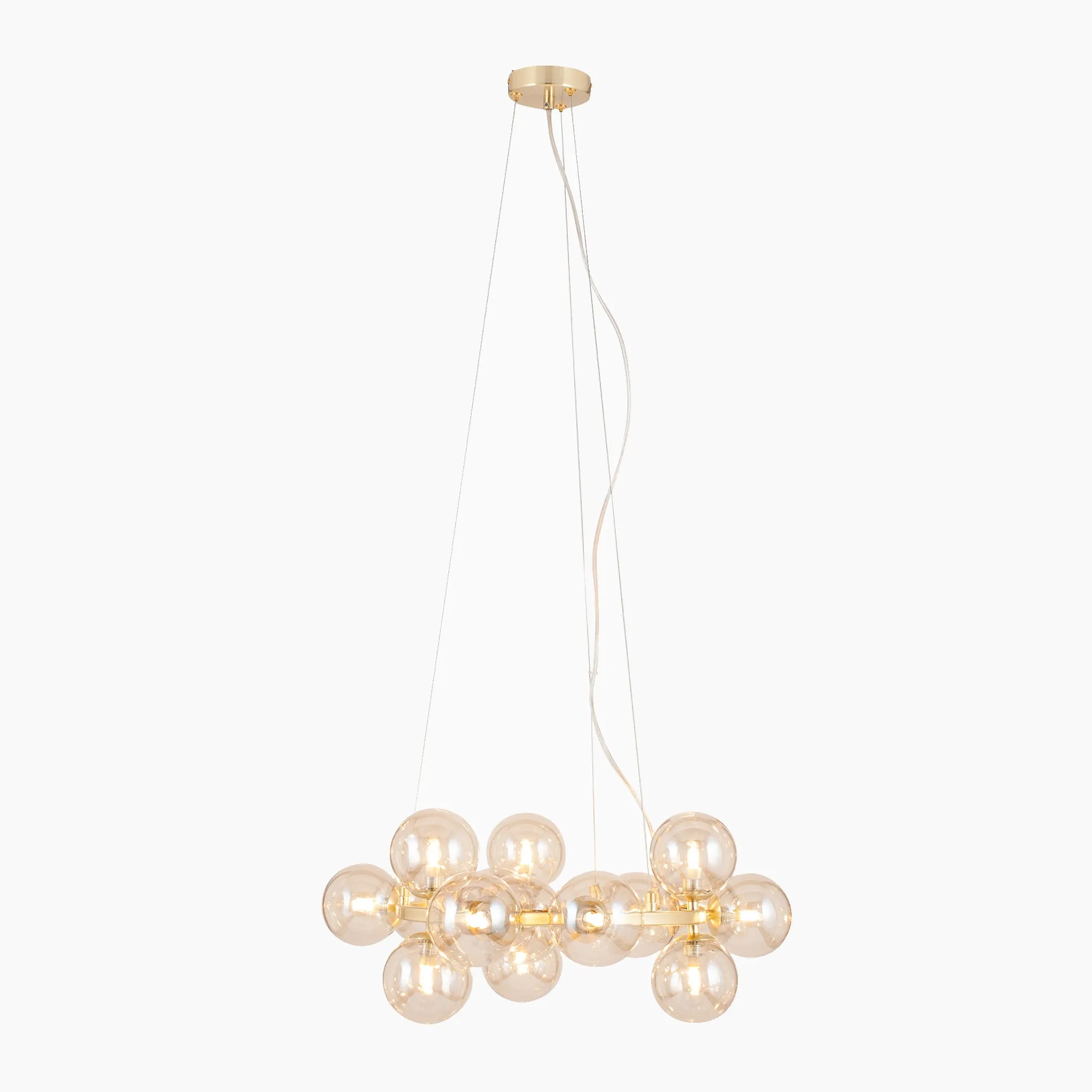 Vecchio Lustre Glass Ball and Gold Metal Pendant