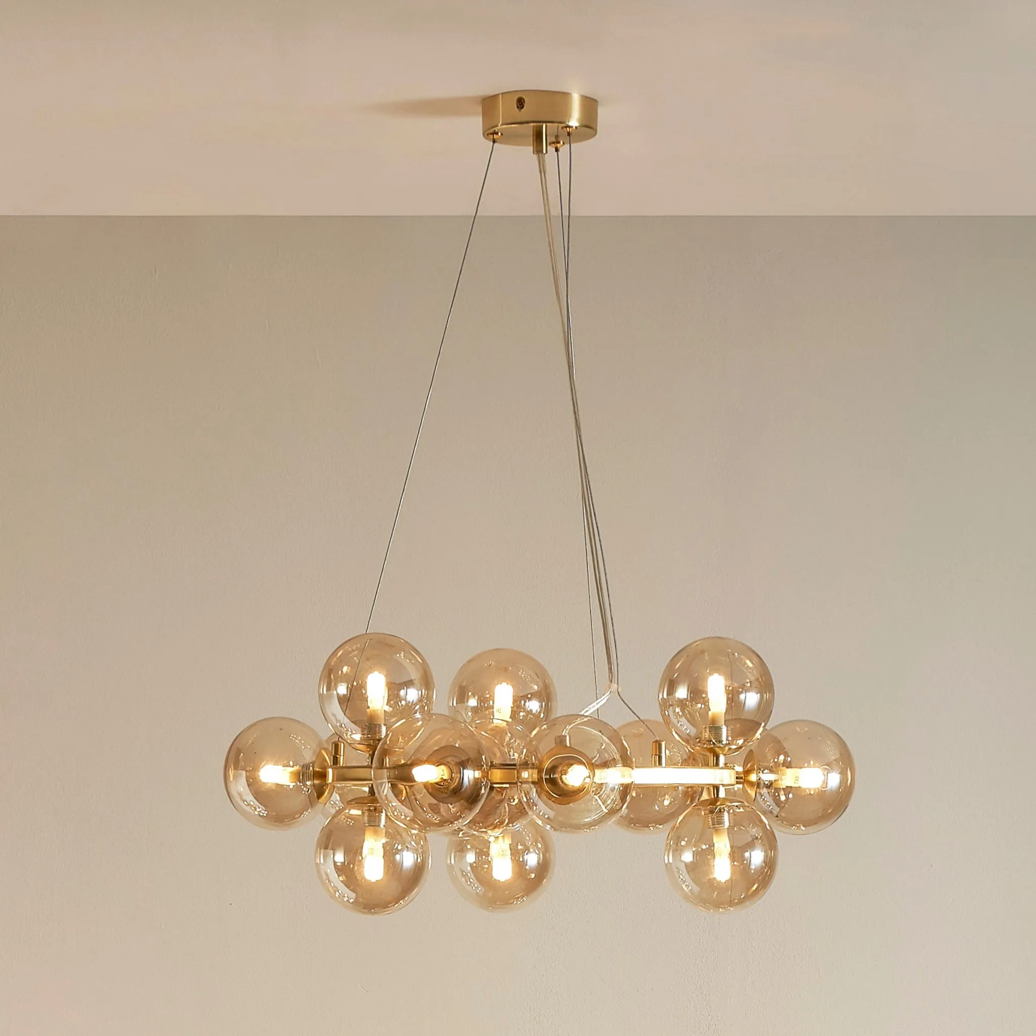 Vecchio Lustre Glass Ball and Gold Metal Pendant