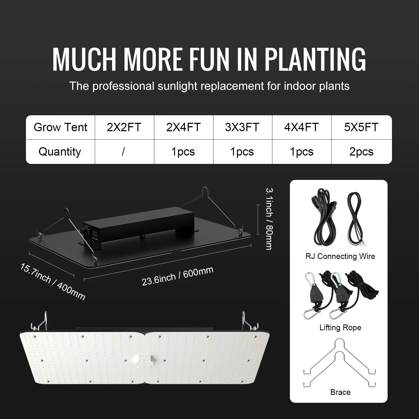 Vevor LED Grow Light 300W High Yield Samsung 281B Diodes Full Spectrum Dimmable New