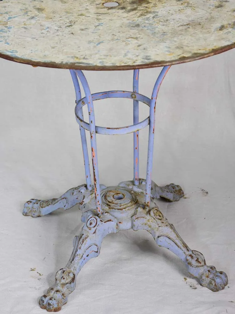 Vintage French garden table with light blue patina