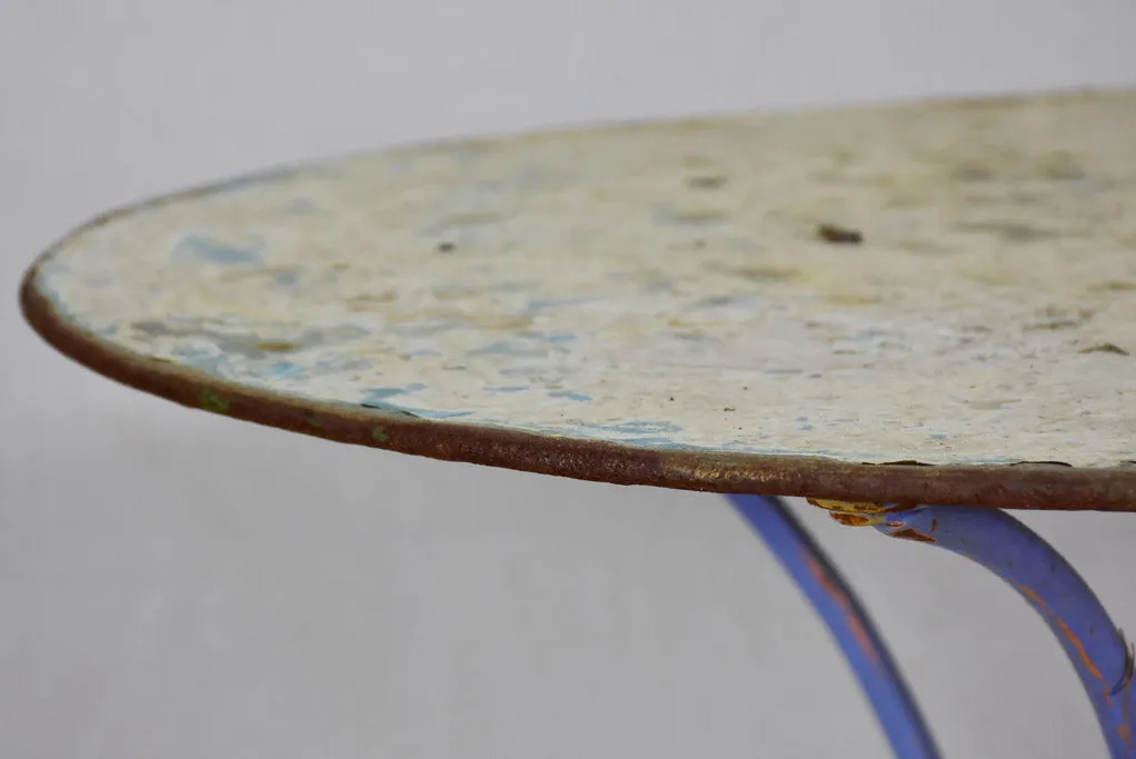 Vintage French garden table with light blue patina