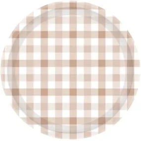 White Sand Gingham Plates - Lunch 8 Pkt