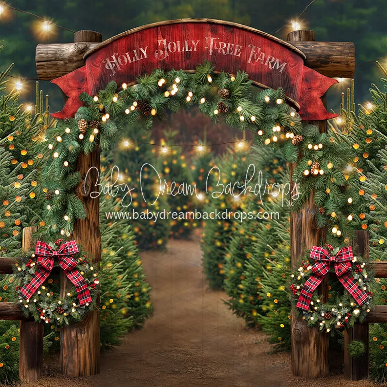 X Drop Holly Jolly Tree Farm Arch   Lights (JA)