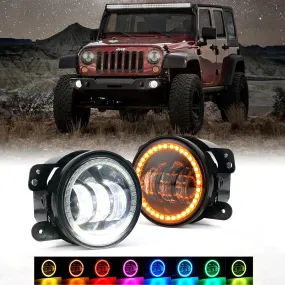 Xprite 4 Inch RGB LED Halo Fog Jeep Wrangler JK (07-18) Escapade Series